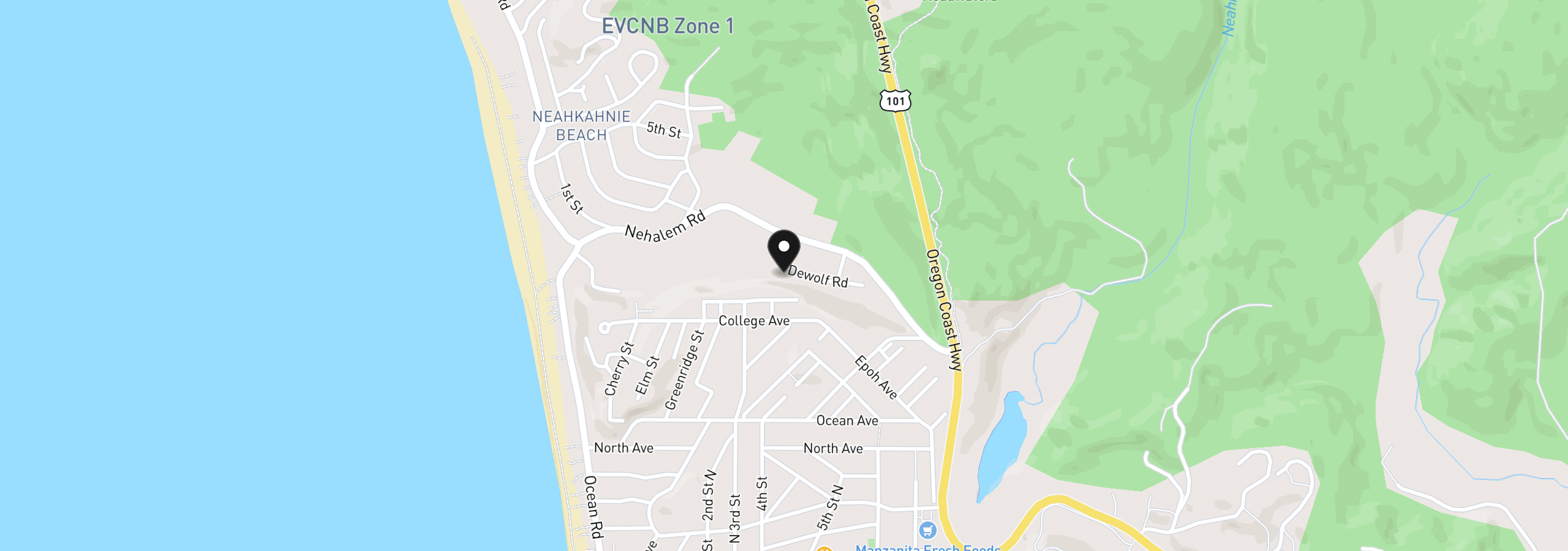 Map showing the location of 15 Dewolf Rd Lot 15, Manzanita, OR 97130