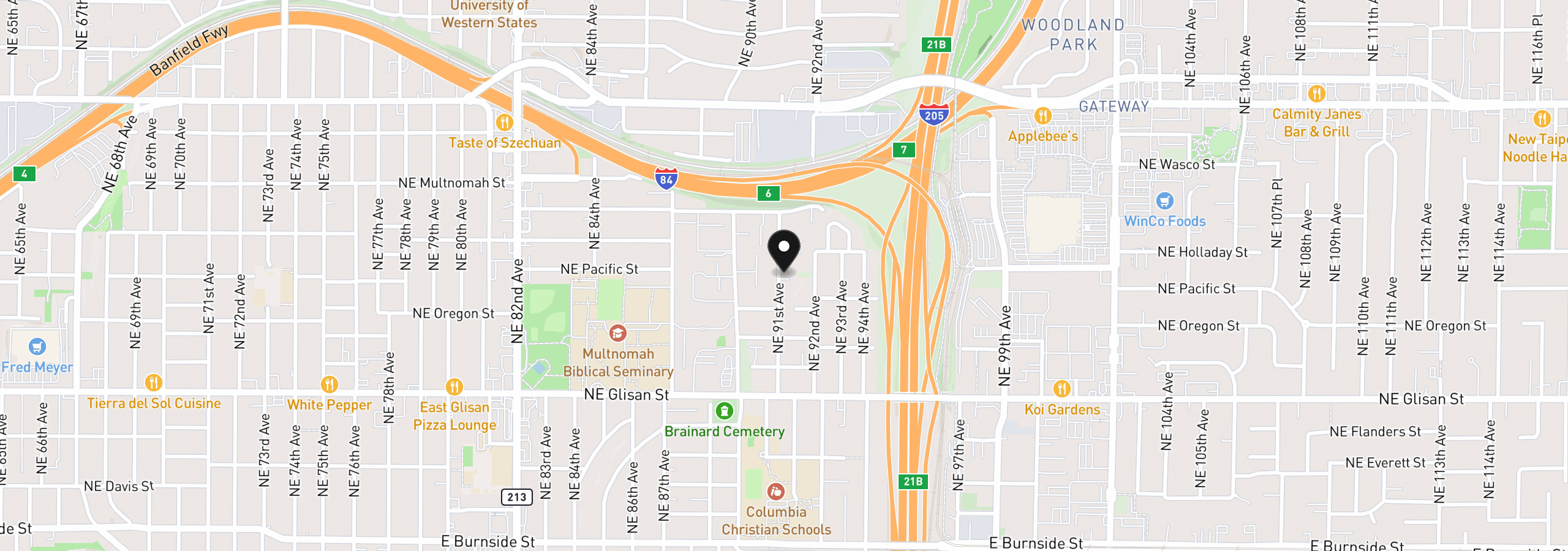 Map showing the location of 900 NE 91st Ave, Portland, OR 97220