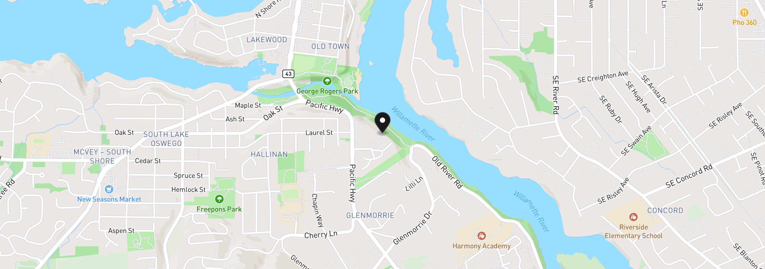 Map showing the location of 200 Burnham Rd 210, Lake Oswego, OR 97034
