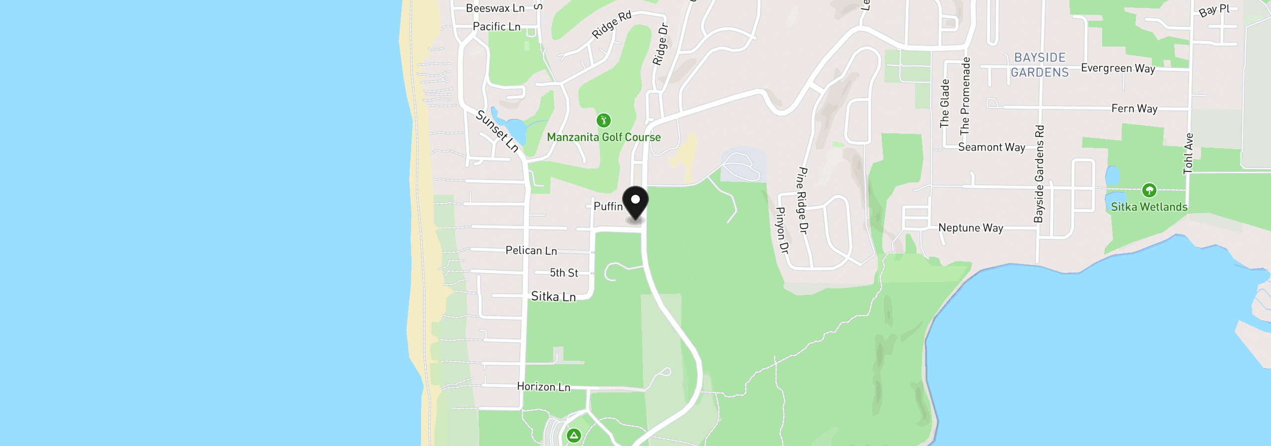 Map showing the location of 9460 Sandpiper Ln, Manzanita, OR 97130