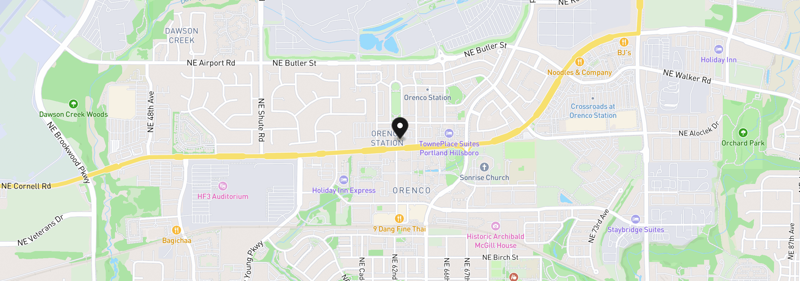 Map showing the location of 1370 NE Orenco Station Pkwy 26, Hillsboro, OR 97124