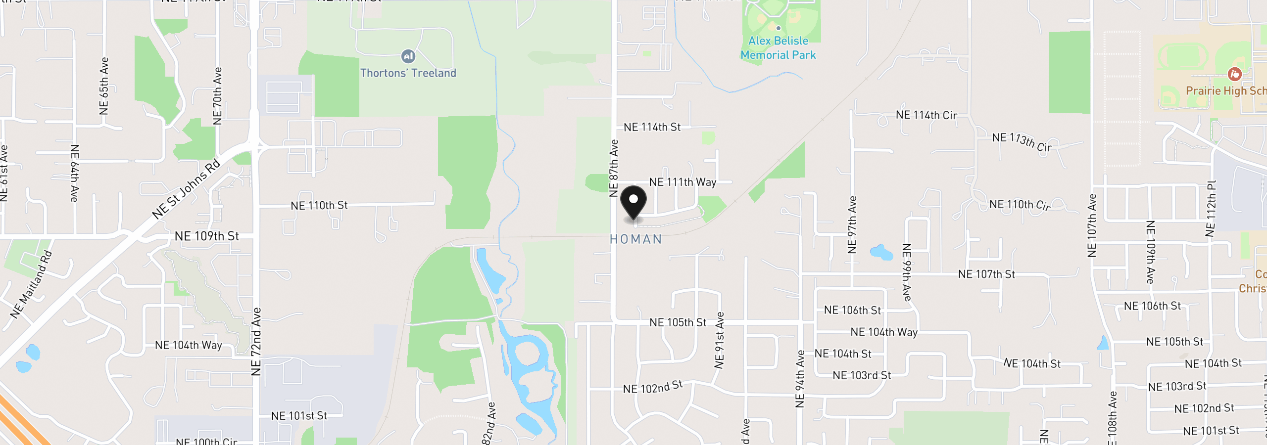 Map showing the location of 10910 NE 88th Ave, Vancouver, Wa 98662