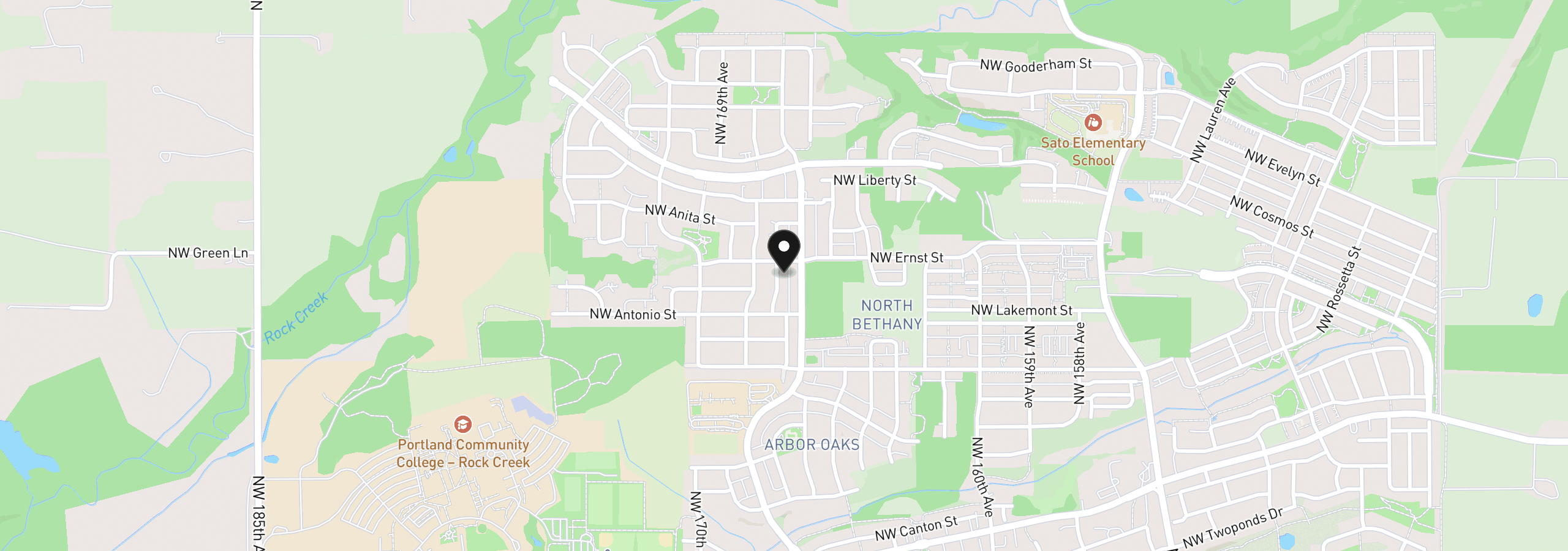 Map showing the location of 7178 NW 167th Ave, Portland, OR 97229