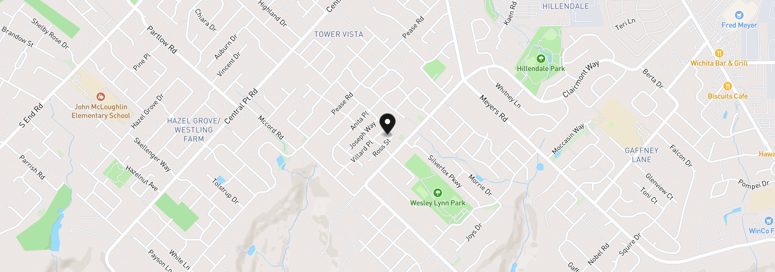 Map showing the location of 12613 Ross St, Oregon City, OR 97045
