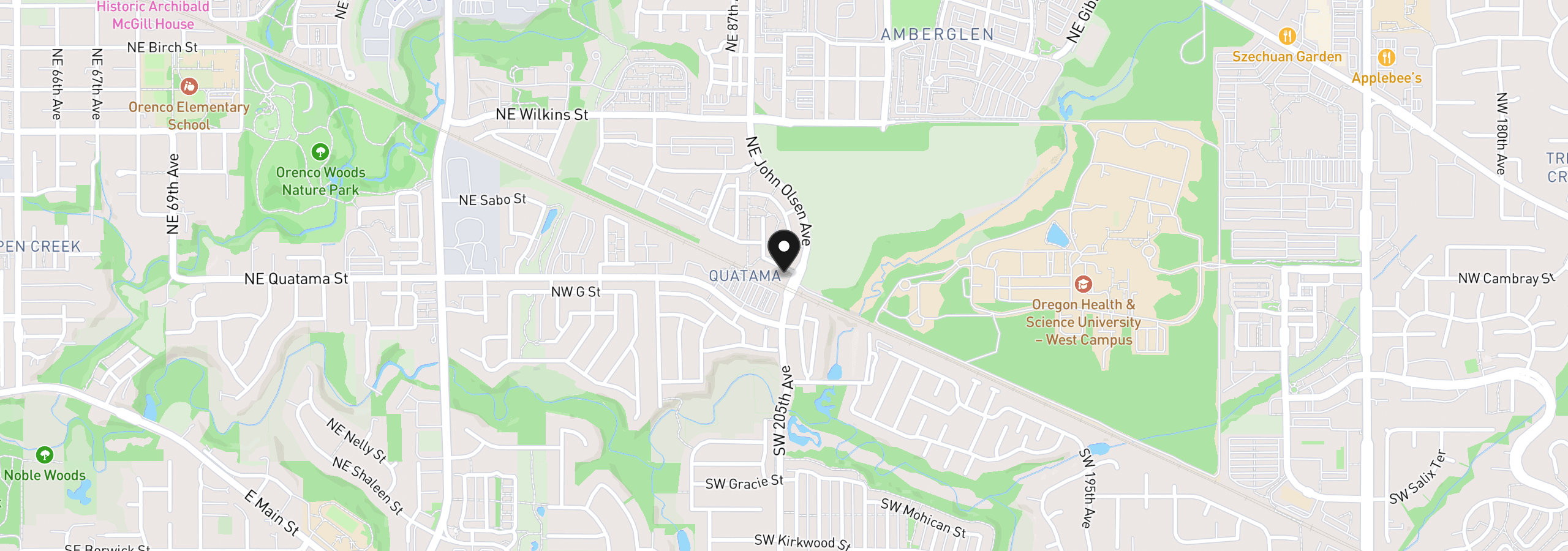 Map showing the location of 8900 NE Brentford Way, Beaverton, OR 97006
