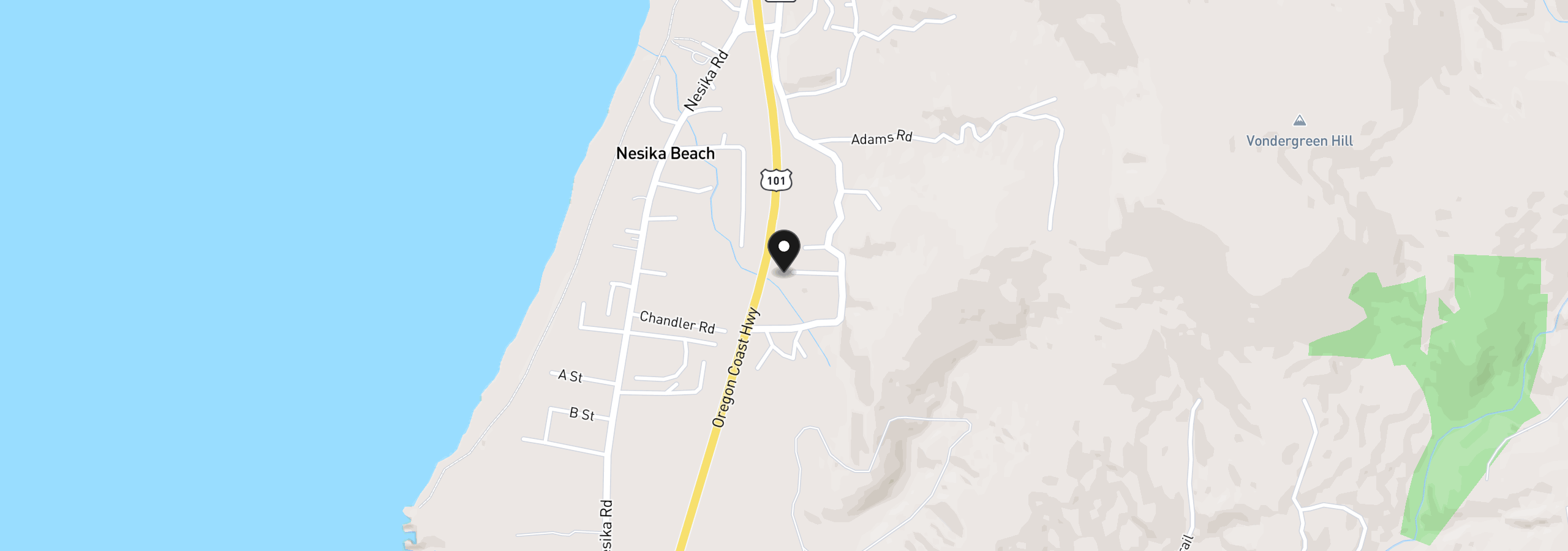 Map showing the location of 94662 Raccoon Ln, Gold Beach, OR 97444