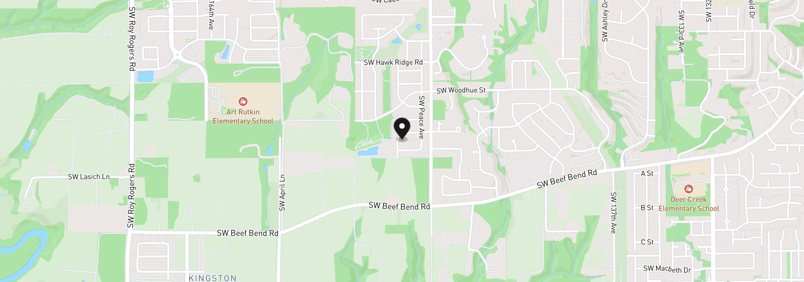 Map showing the location of 15908 SW Bluewater Tr, Tigard, OR 97224