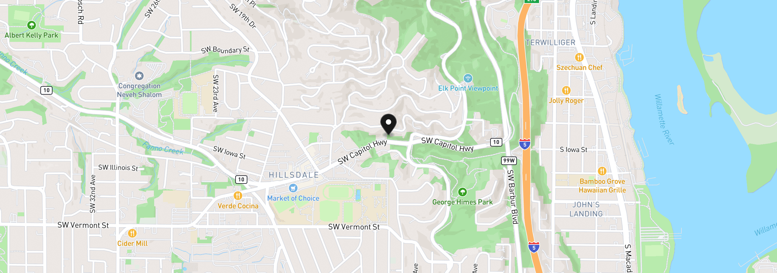 Map showing the location of 6135 SW Capitol Hwy, Portland, OR 97239