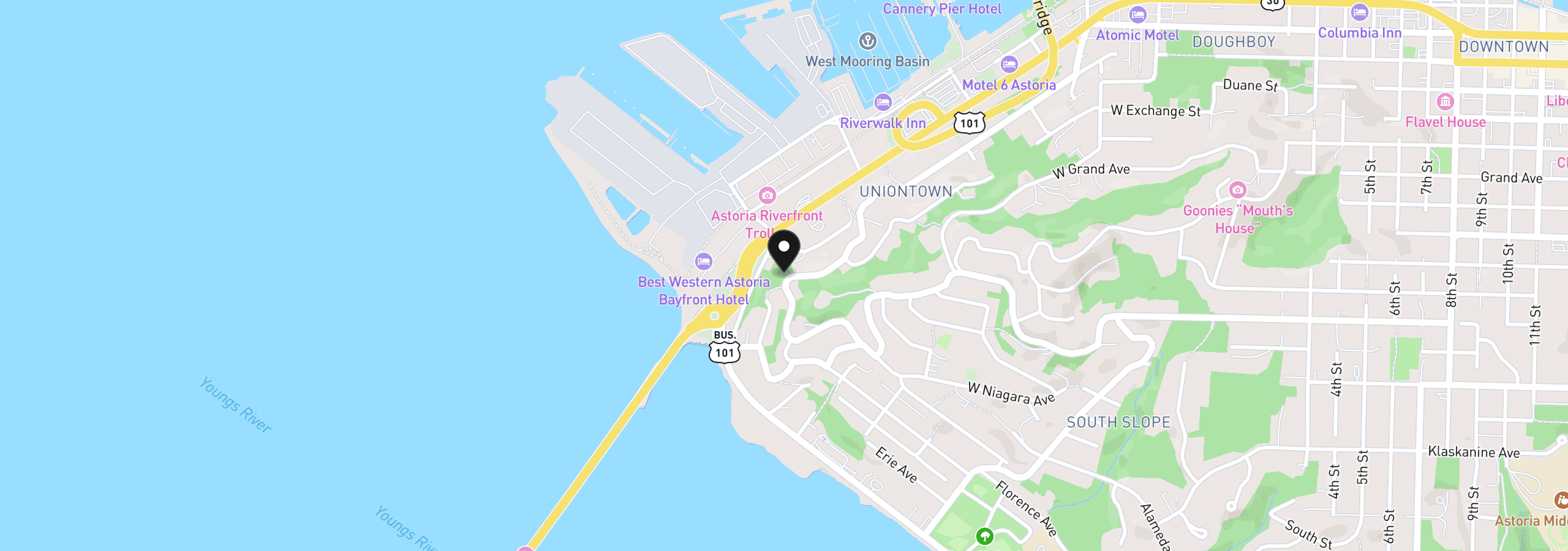 Map showing the location of Lot 29504, Astoria, OR 97103