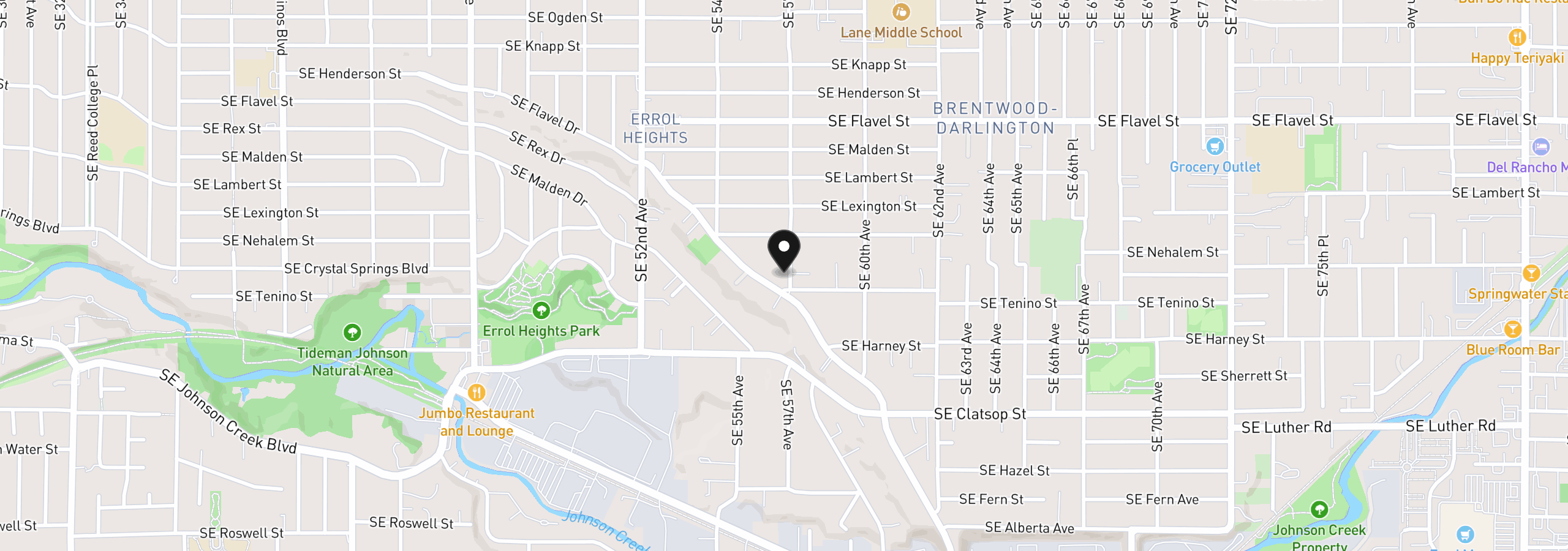 Map showing the location of 8101 SE 57th Ave, Portland, OR 97206