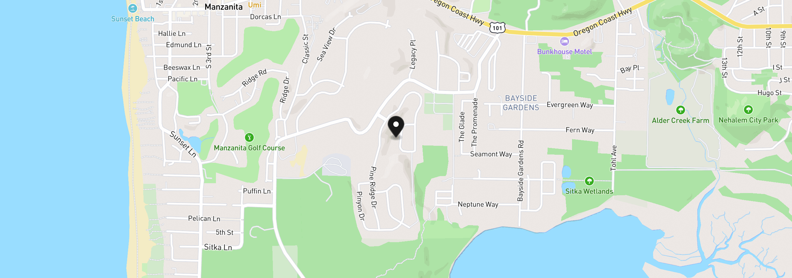 Map showing the location of Ponderosa Loop Lot 62, Manzanita, OR 97130