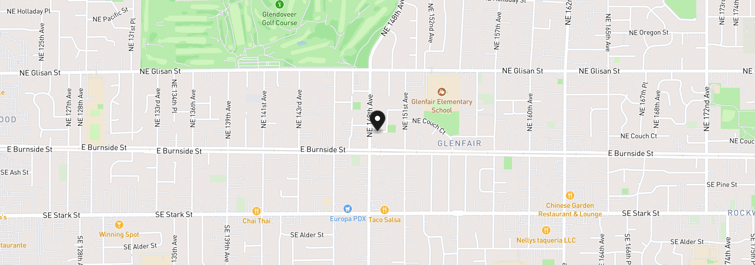 Map showing the location of 14882 NE Couch St 14, Portland, OR 97230