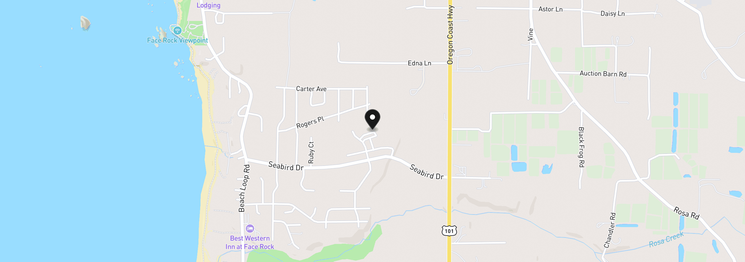 Map showing the location of Shearwater Cir 6, Bandon, OR 97411
