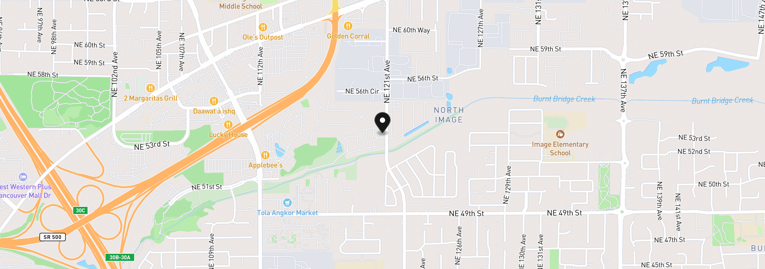Map showing the location of 5264 NE 121st Ave K74, Vancouver, Wa 98682