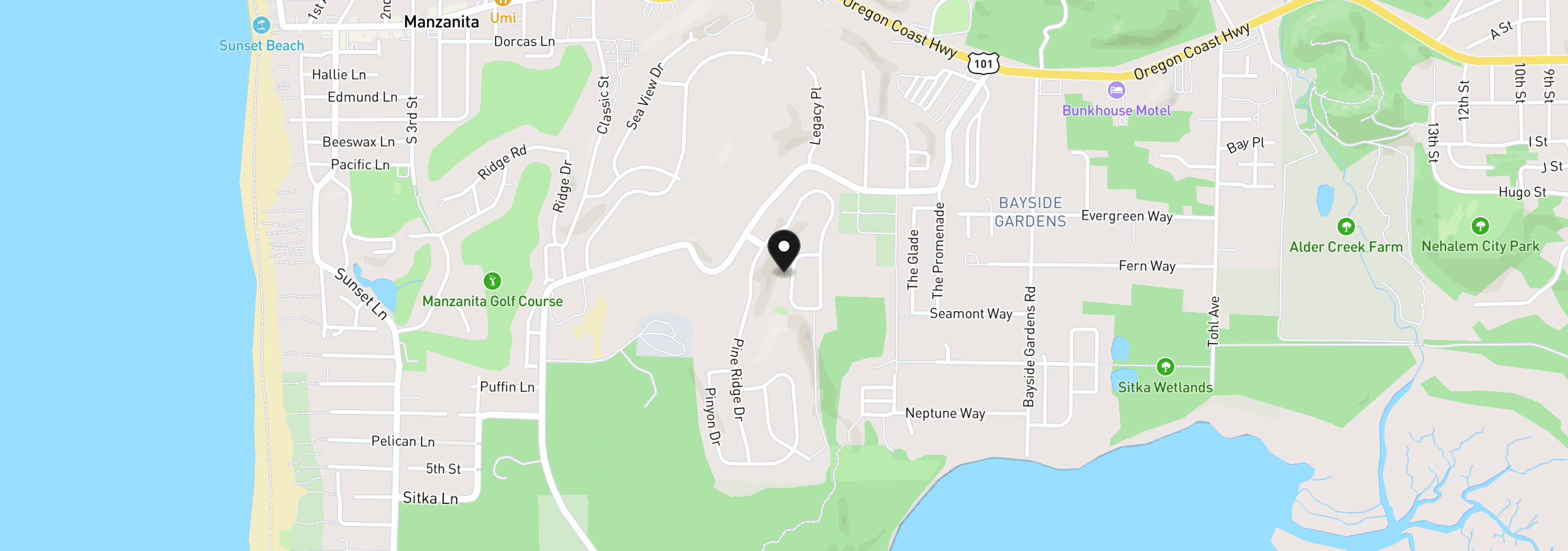 Map showing the location of 35140 Ponderosa loop, Manzanita, OR 97130