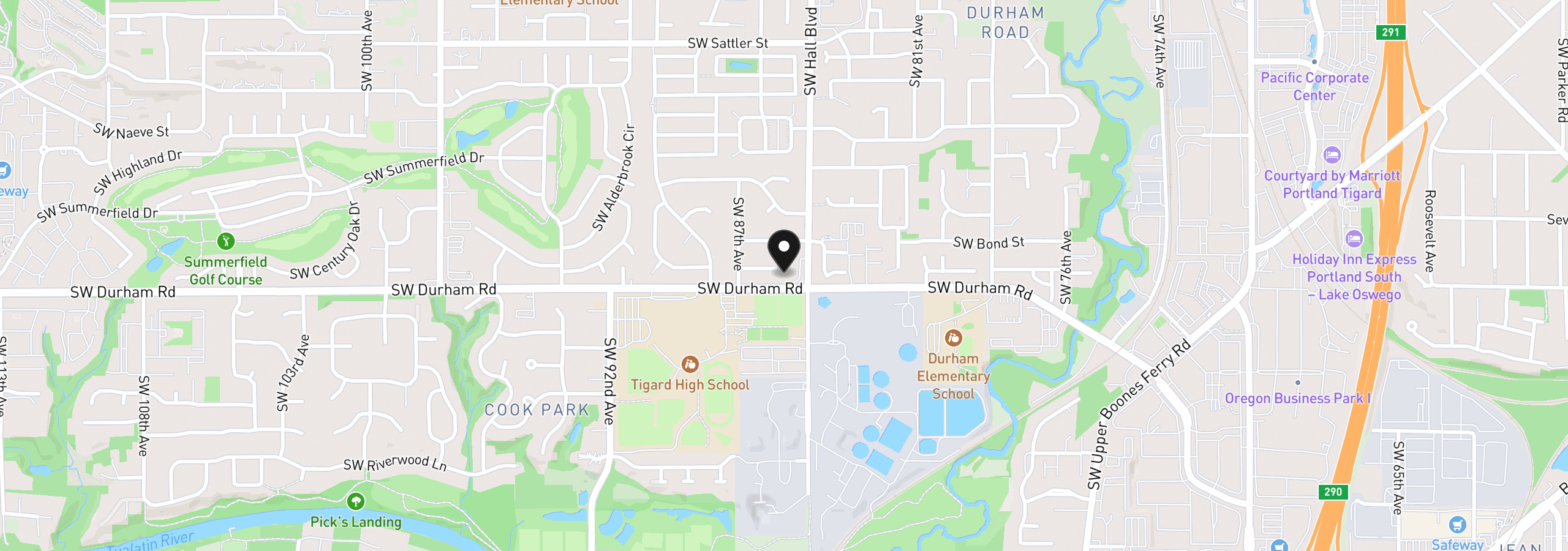 Map showing the location of 8565 SW Stratford Ct, Tigard, OR 97224