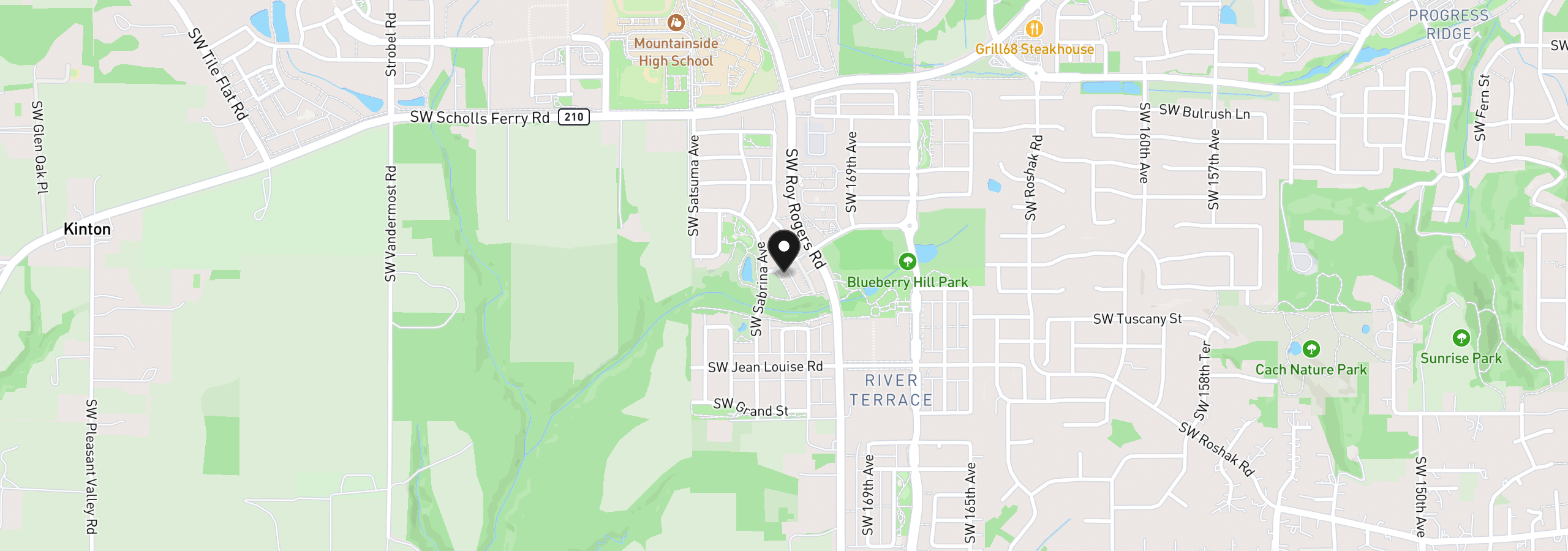 Map showing the location of 13525 SW Calabash Ter, Sherwood, OR 97140