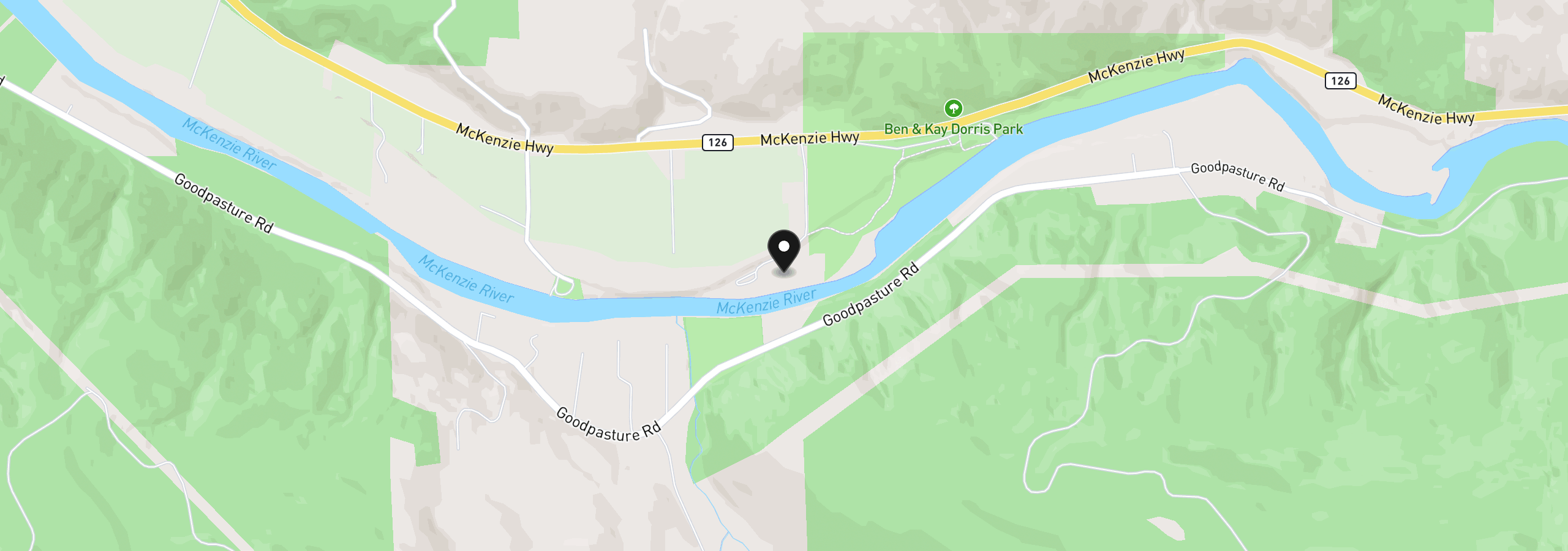 Map showing the location of 46838 McKenzie Hwy, Vida, OR 97488