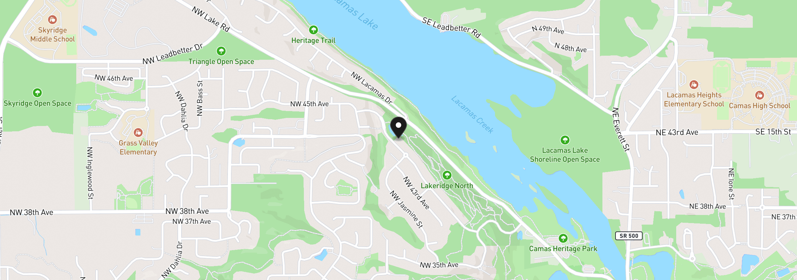 Map showing the location of 1413 NW 44th Ave, Camas, Wa 98607