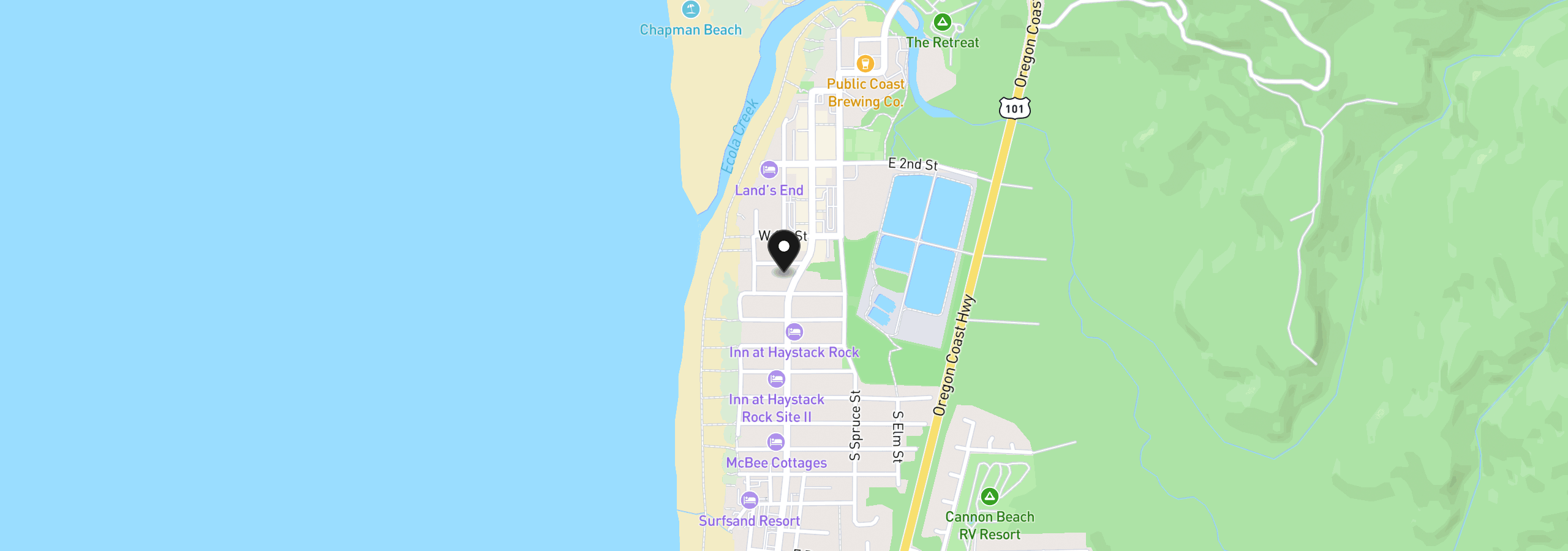 Map showing the location of 137 W Taft, Cannon Beach, OR 97110