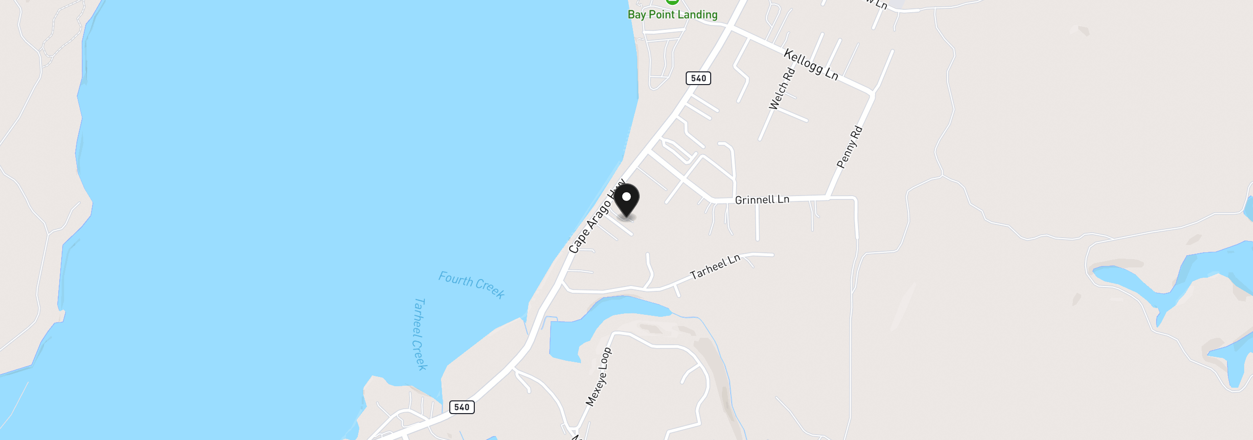 Map showing the location of 92158 Cape Arago Hwy, Coos Bay, OR 97420