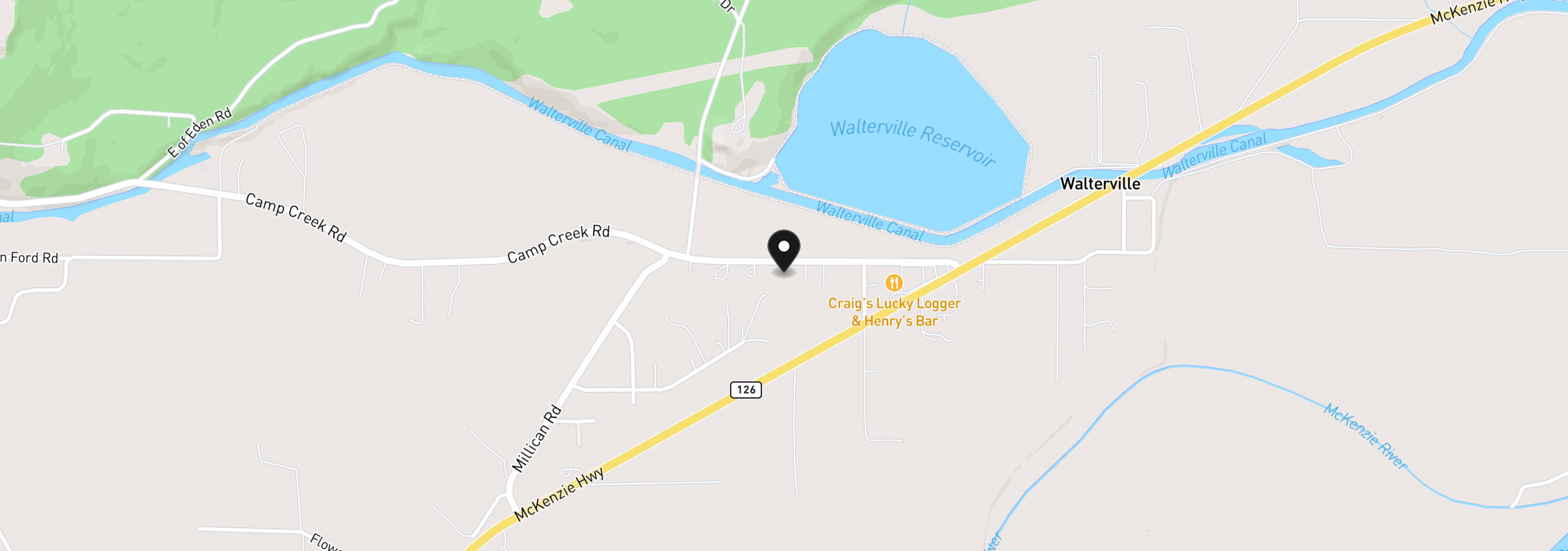 Map showing the location of 39200 Camp Creek Rd, Springfield, OR 97478