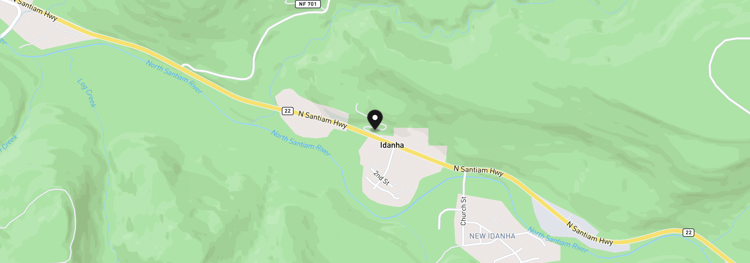 Map showing the location of N Santiam Hwy 3 & 4, Idanha, OR 97350