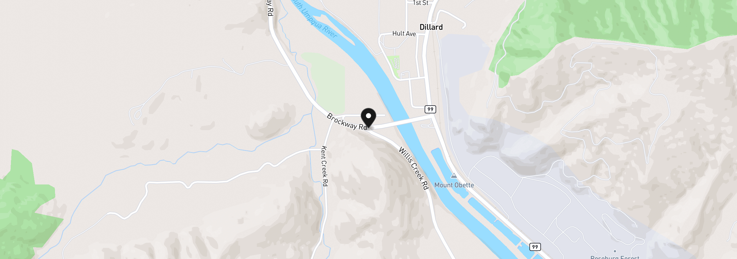 Map showing the location of Willis Creek Rd, Winston, OR 97496