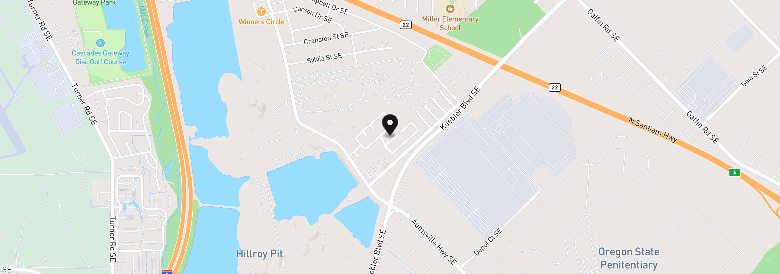 Map showing the location of 2765 SE Oakland Loop, Salem, OR 97317