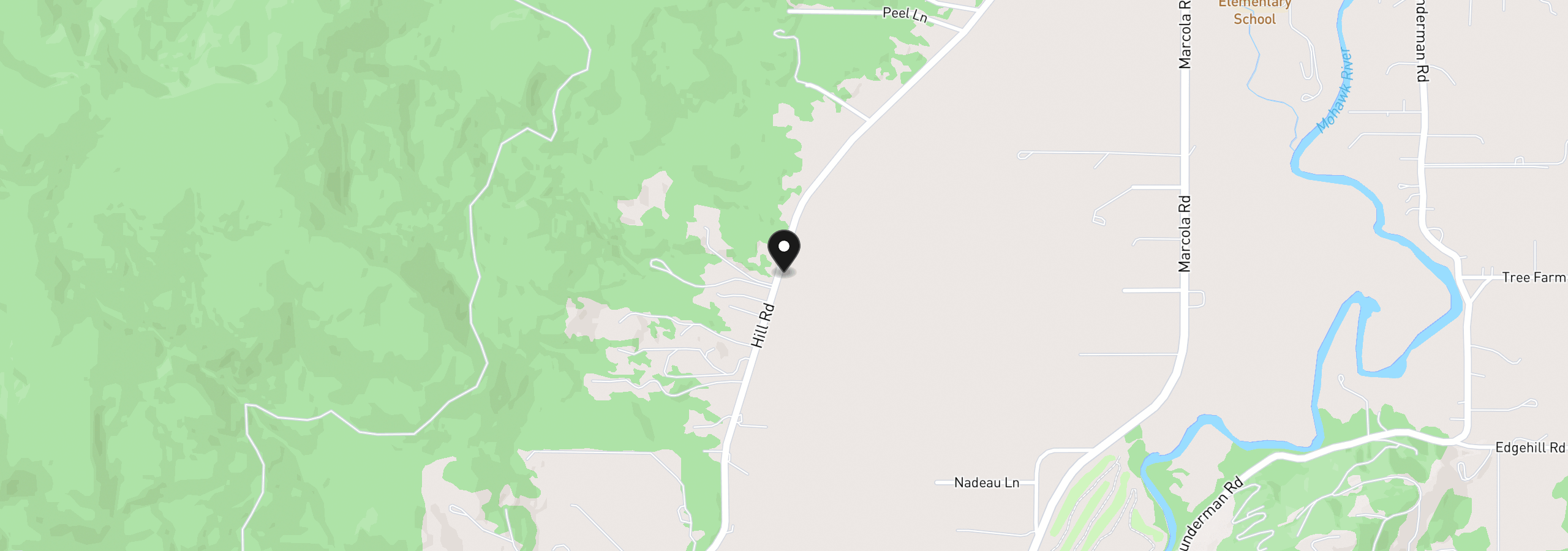Map showing the location of Hill Rd, Springfield, OR 97478