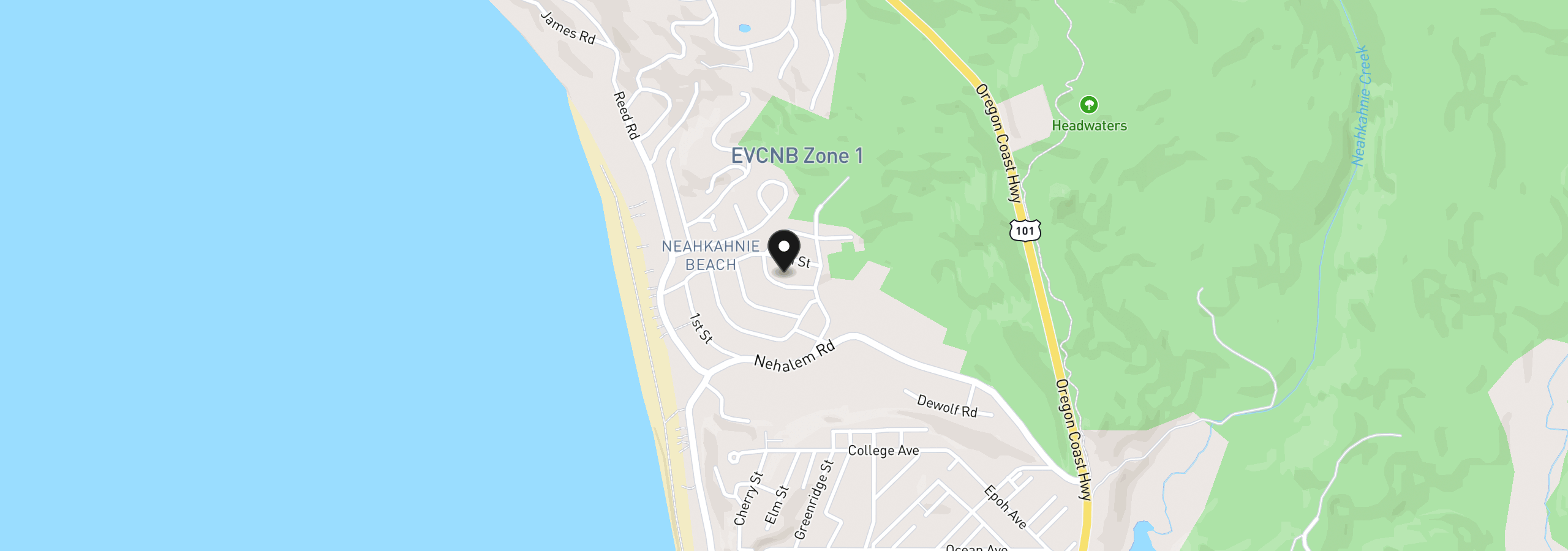 Map showing the location of 37365 4th St, Manzanita, OR 97130