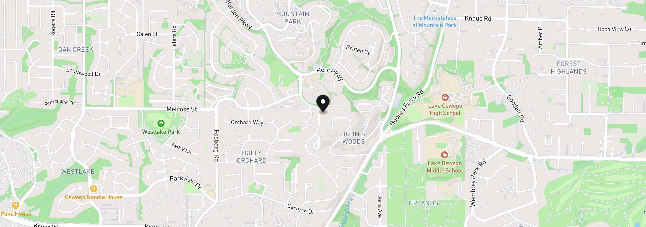 Map showing the location of 12 Touchstone, Lake Oswego, OR 97035