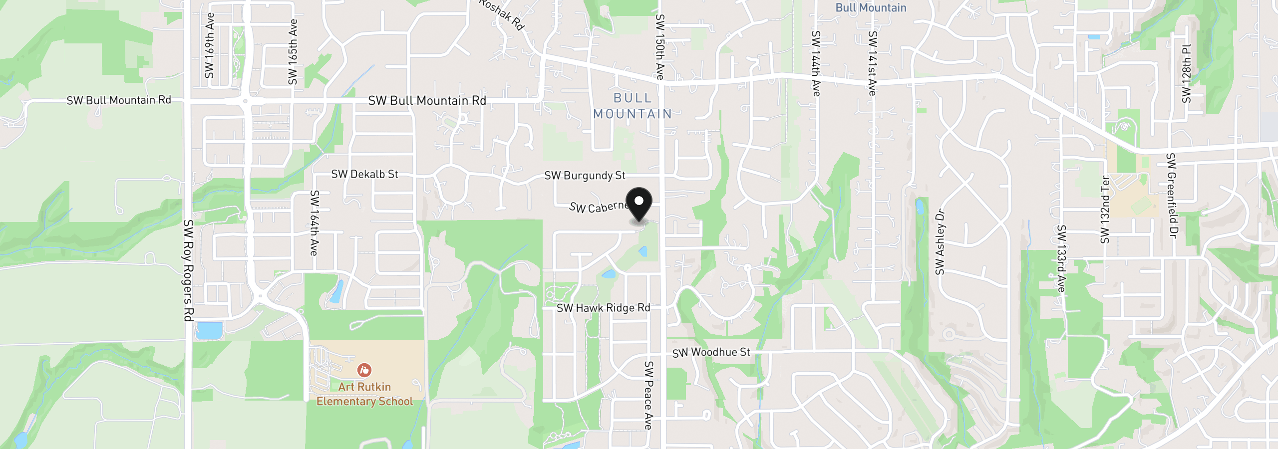 Map showing the location of 15117 SW Thames Ct, Tigard, OR 97224