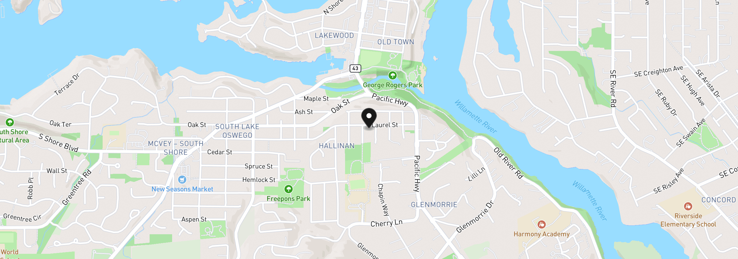 Map showing the location of 324 Laurel St, Lake Oswego, OR 97034
