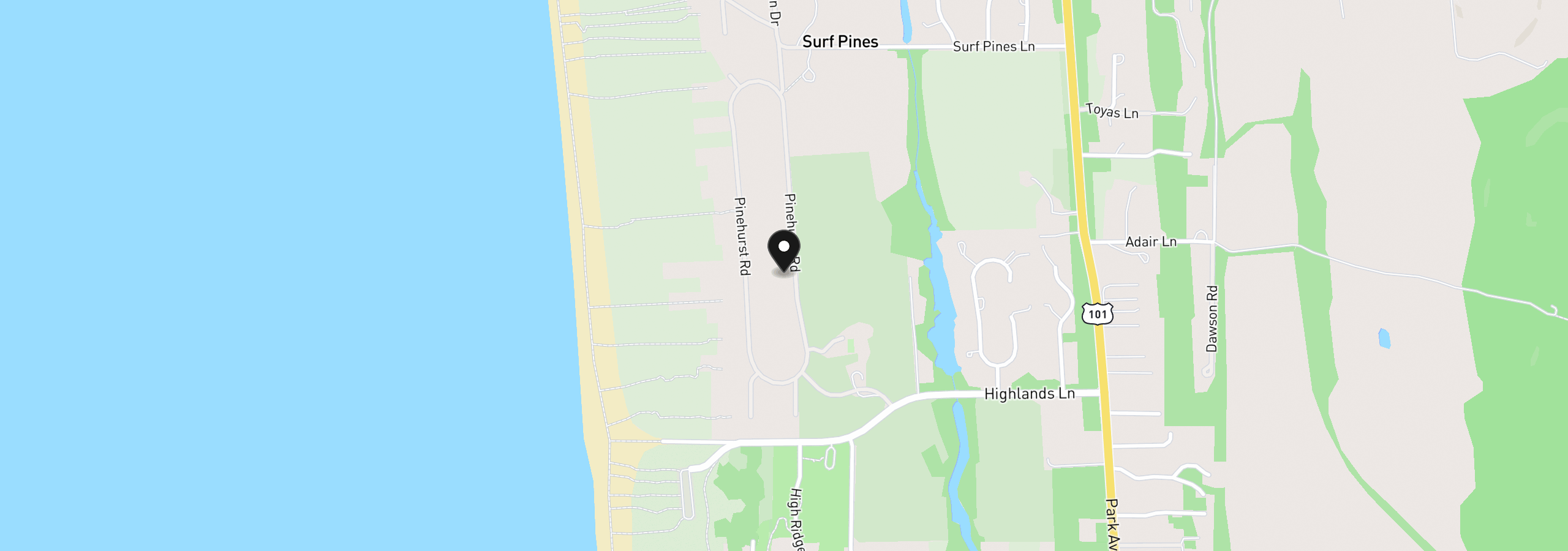 Map showing the location of 00 Pinehurst Rd 38, Gearhart, OR 97138