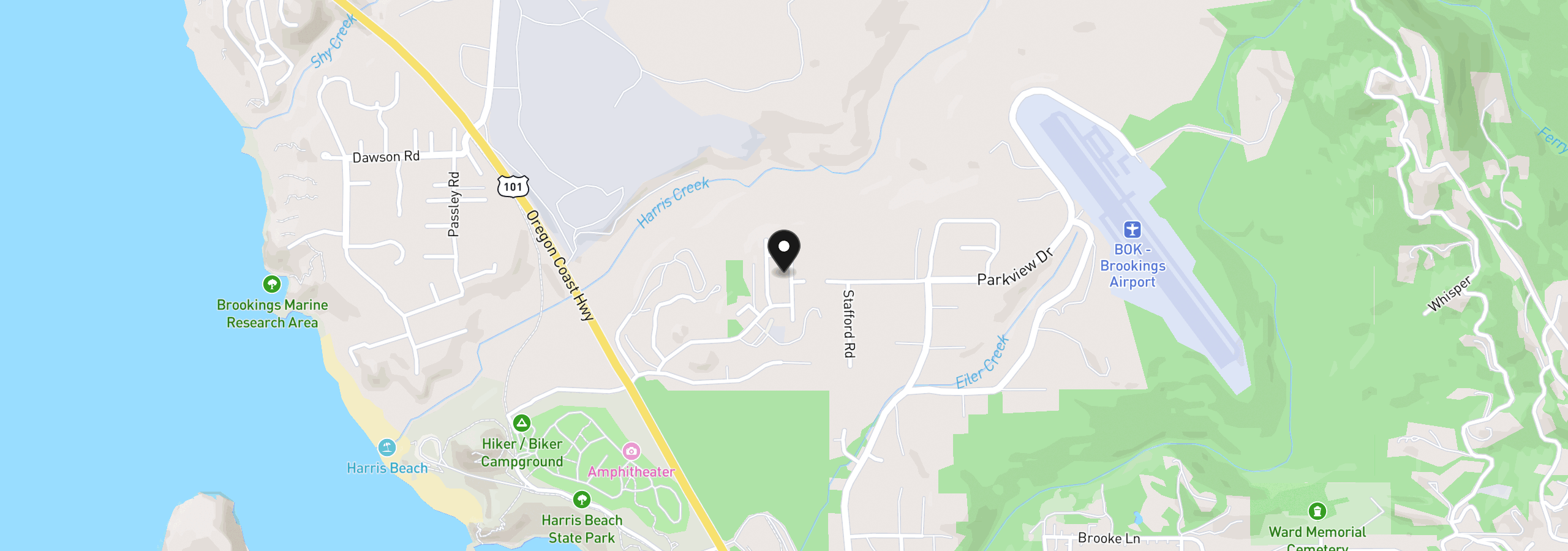 Map showing the location of 1236 Lighthouse Ln, Brookings, OR 97415