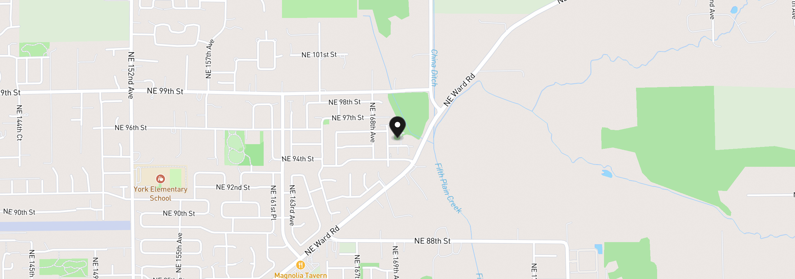 Map showing the location of 9504 NE 170th Ct, Vancouver, Wa 98682