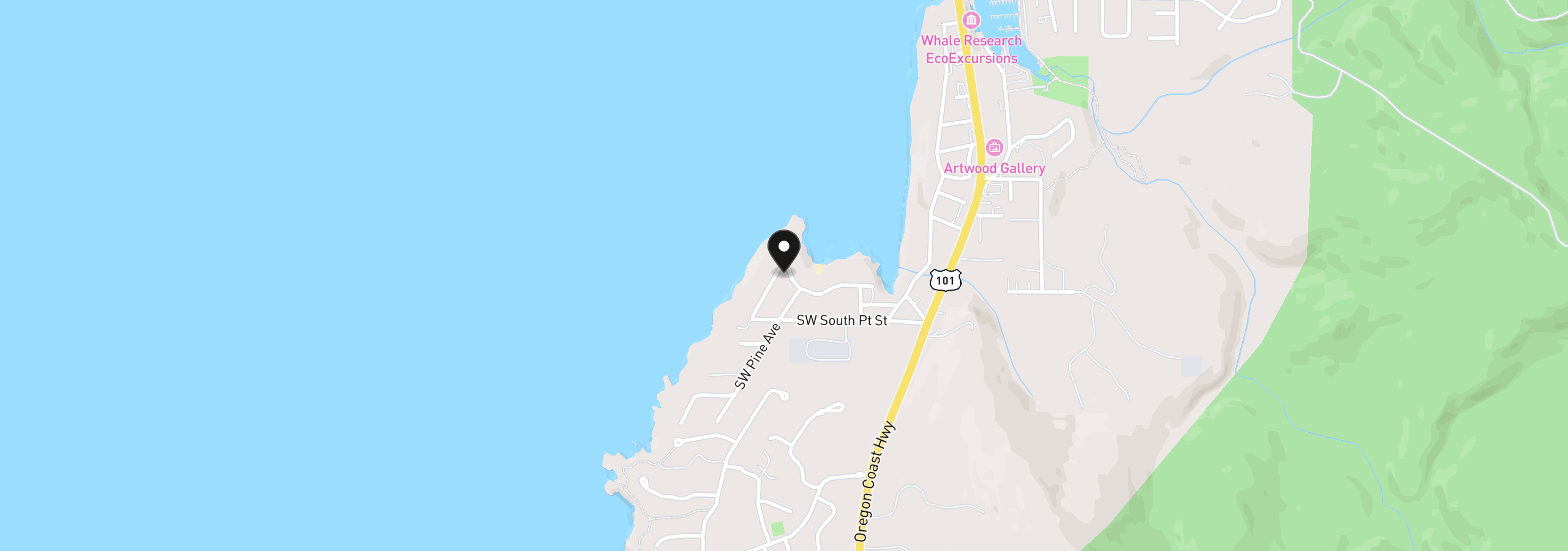 Map showing the location of 424 SW Cliff St, Depoe Bay, OR 97341