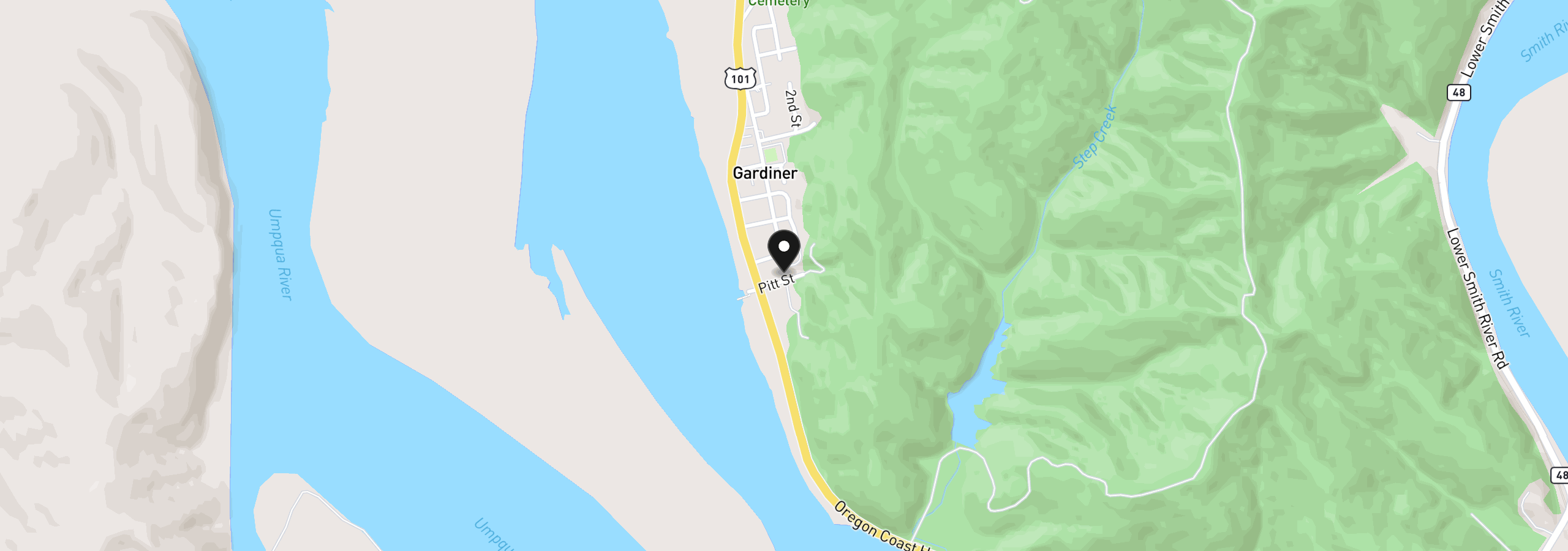 Map showing the location of 217 Pitt St, Gardiner, OR 97441