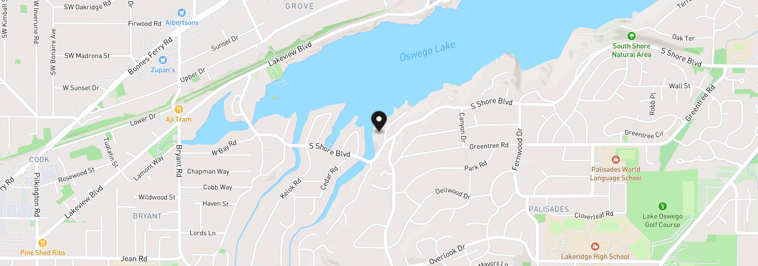 Map showing the location of 16871 Greenbrier Rd, Lake Oswego, OR 97034