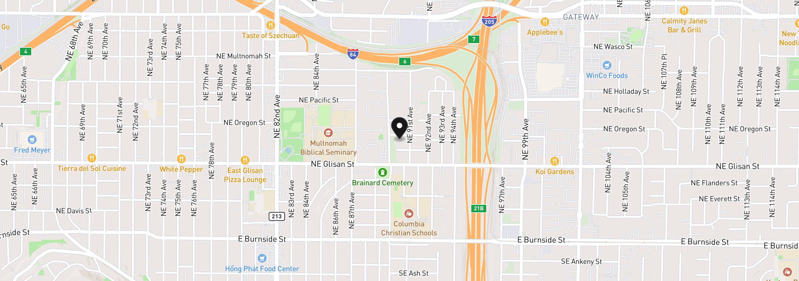 Map showing the location of 9027 NE Hoyt St, Portland, OR 97220