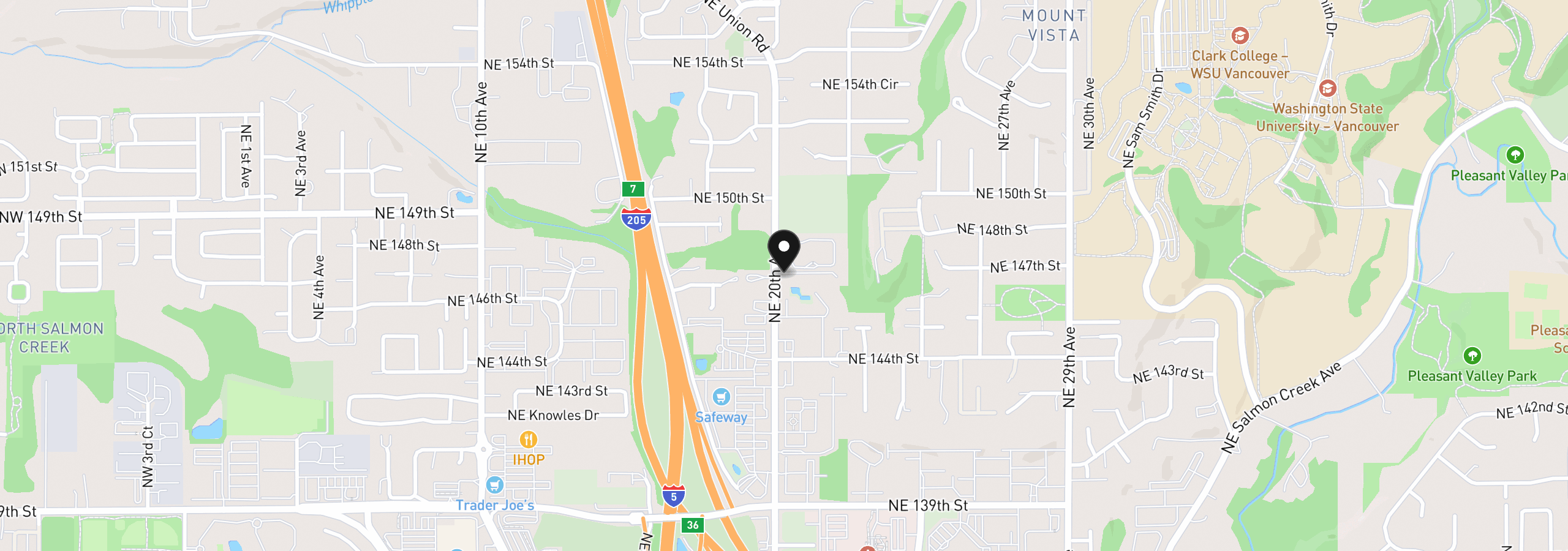 Map showing the location of 14603 NE 20th Ave A203, Vancouver, Wa 98686