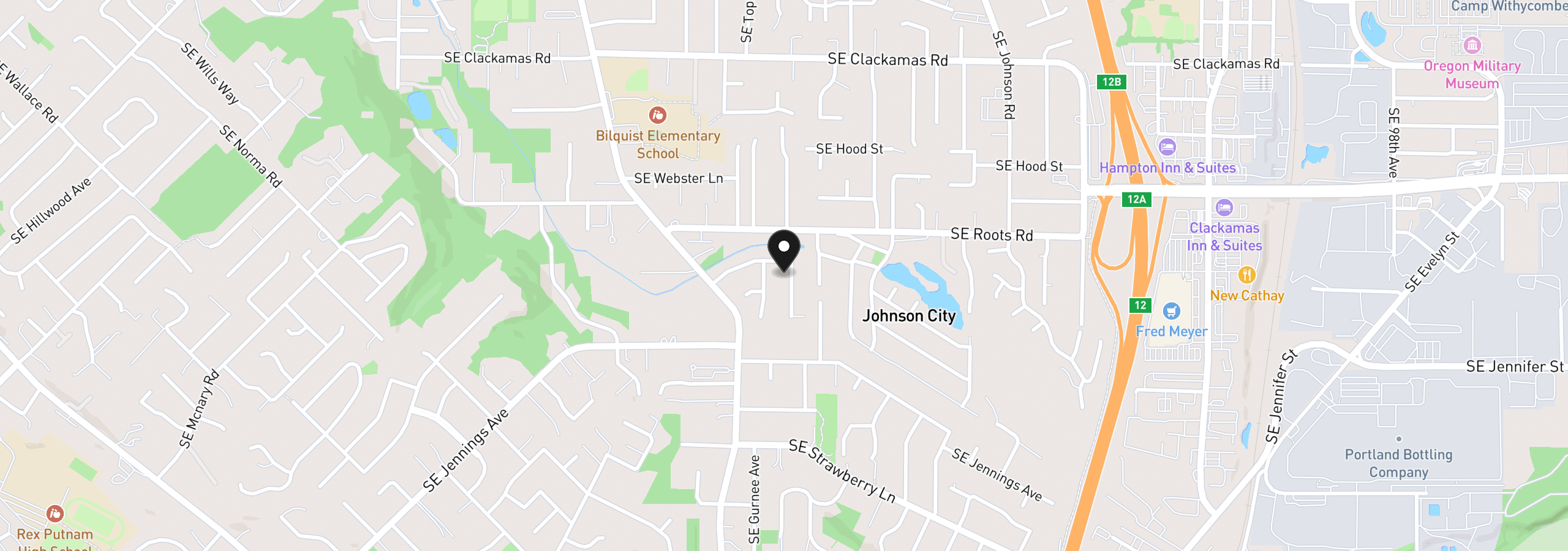 Map showing the location of 16195 SE Lillian Ct, Milwaukie, OR 97267