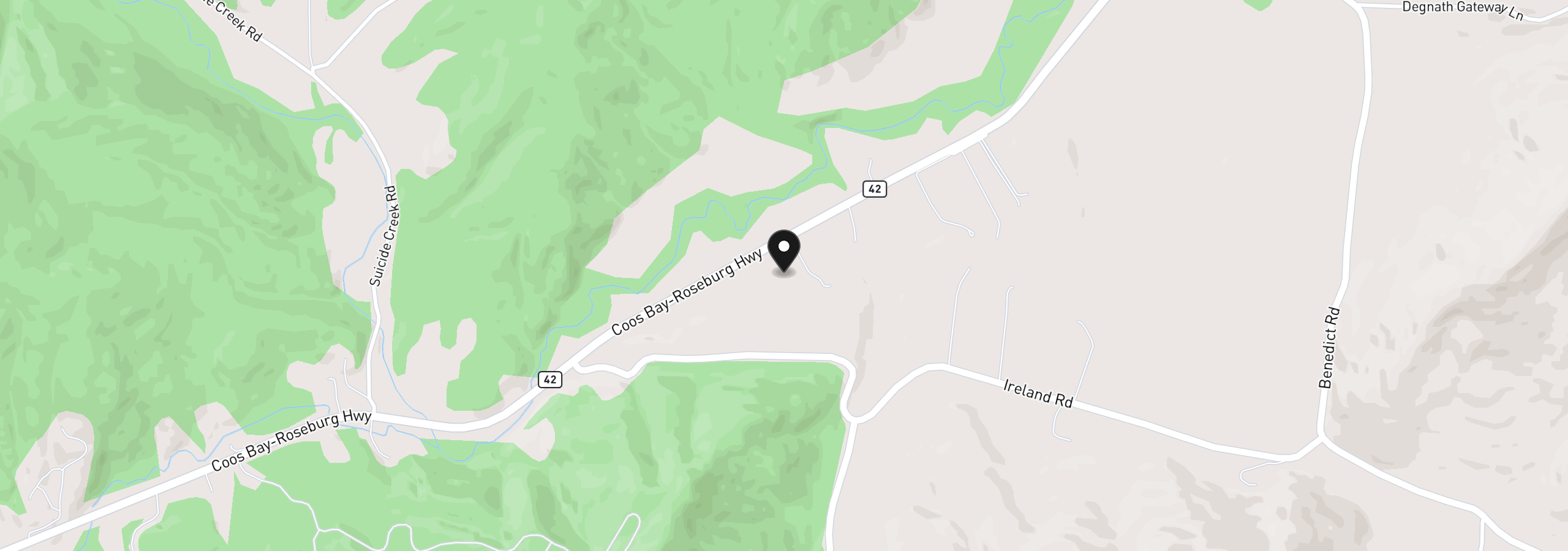 Map showing the location of 562 Crater Rd, Camas Valley, OR 97416