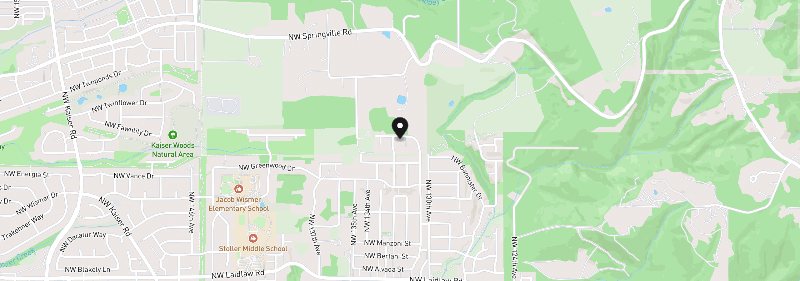 Map showing the location of 13172 NW Carson Rd, Portland, OR 97229