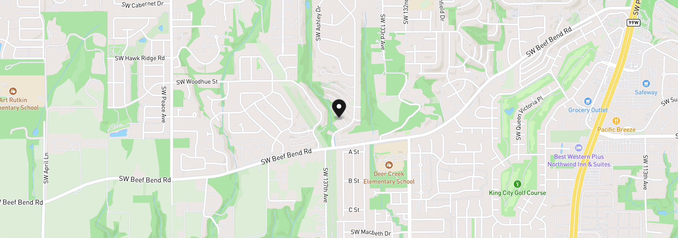 Map showing the location of 15866 SW Cherrywood Ln, Portland, OR 97224