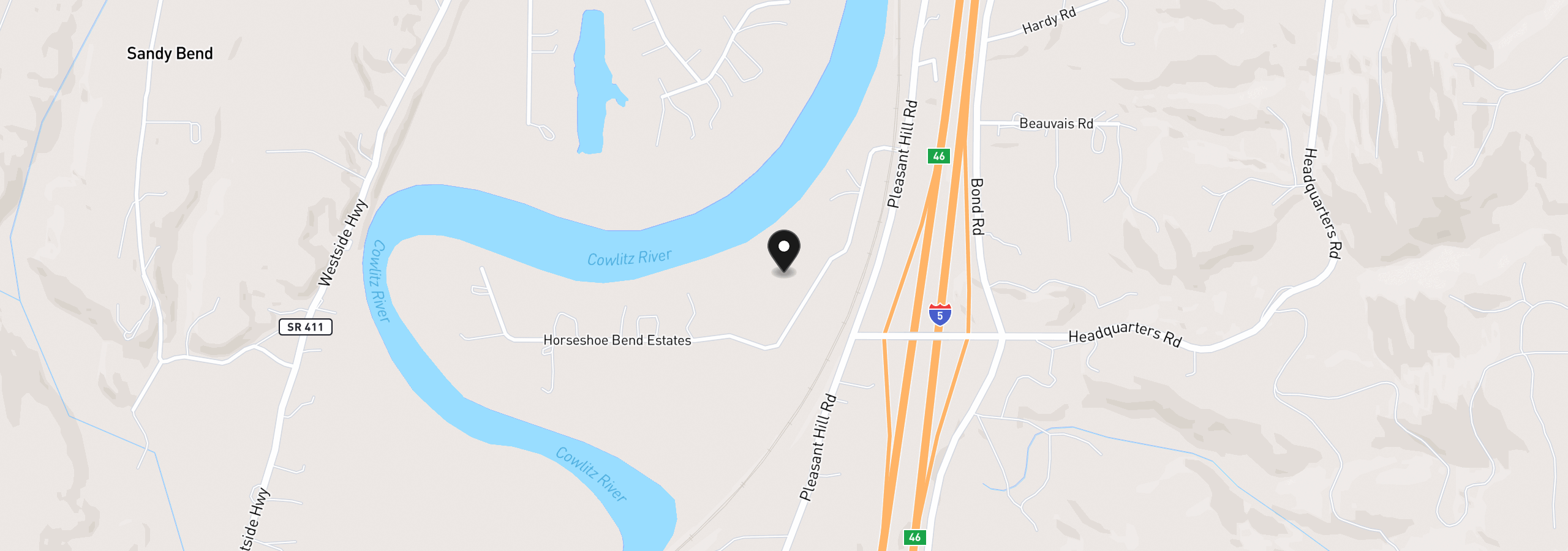 Map showing the location of 130 Horseshoe Bend, Kelso, Wa 98626