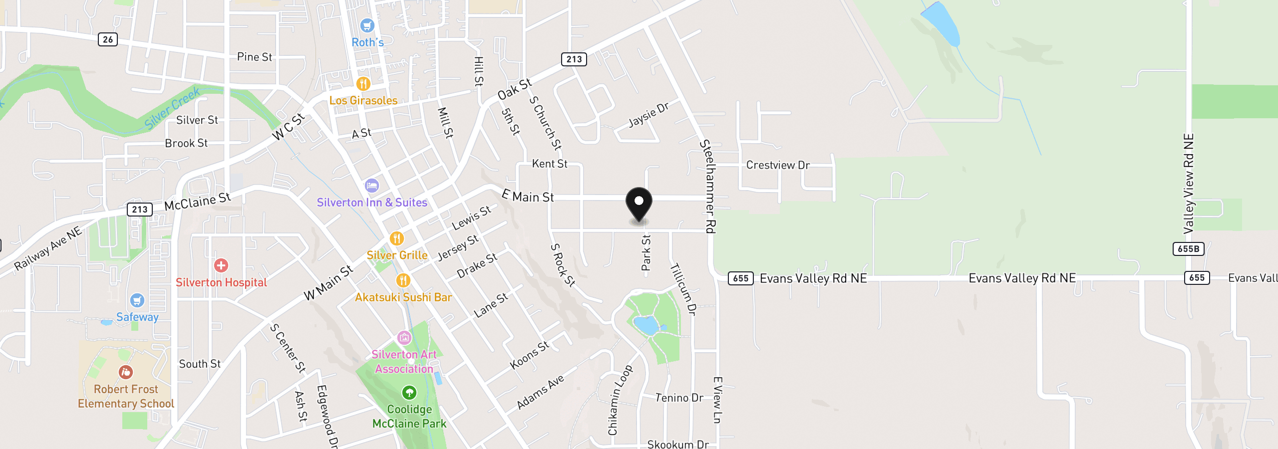 Map showing the location of 1065 Reserve St, Silverton, OR 97381
