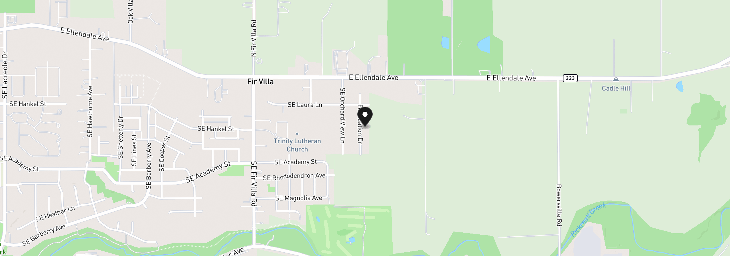 Map showing the location of 312 SE Foundation Dr, Dallas, OR 97338
