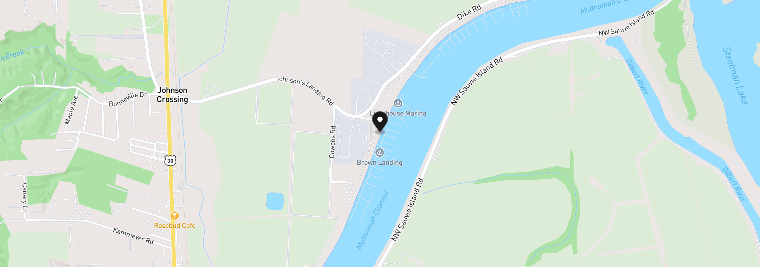 Map showing the location of 34326 Johnsons Landing Rd A-5, Scappoose, OR 97056